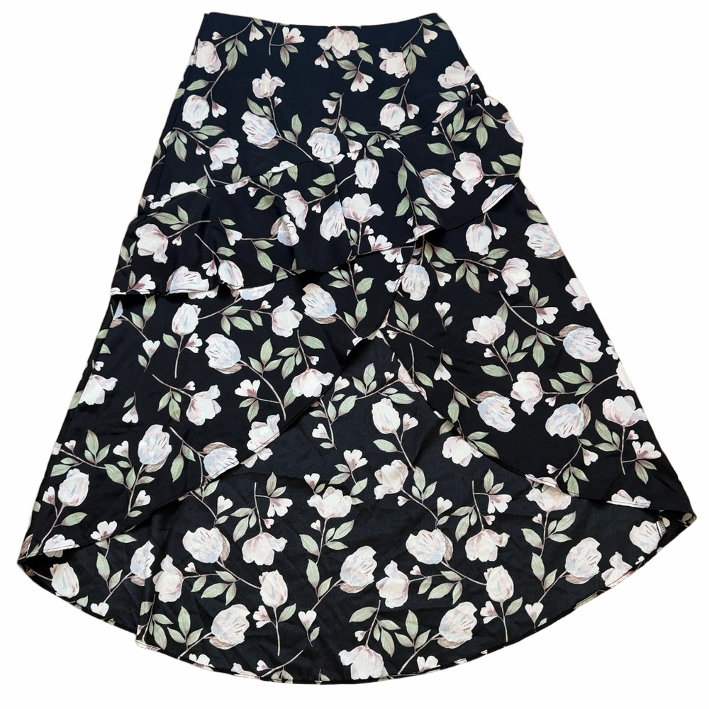 JOA Revolve Black & Pink Floral Skirt Size Small